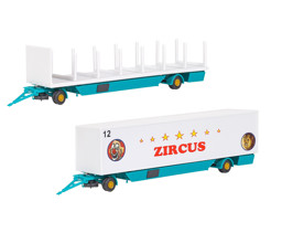Show details for Kibri 14658 H0 Zirkus Zeltstangen- und Kofferanhänger, 2 Stück Picture of Kibri 14658 H0 Zirkus Zeltstangen- und Kofferanhänger, 2 Stück