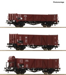 Show details for Roco 6600102 H0 3-tlg. Set: Offene Güterwagen, DRB DC Picture of Roco 6600102 H0 3-tlg. Set: Offene Güterwagen, DRB DC
