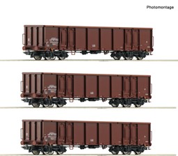 Show details for Roco 6600103 H0 3-tlg. Set: Offene Güterwagen, DR DC Picture of Roco 6600103 H0 3-tlg. Set: Offene Güterwagen, DR DC
