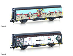 Bild von Lemke H24663 N Graffiti-Serie Schiebewandwagen Hbbillns SBB (3) | Güterwagen Spur N