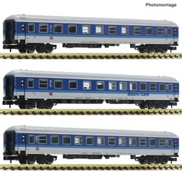 Show details for Fleischmann 6260024 N 3er Set Reisezug IR2471 DB-AG Picture of Fleischmann 6260024 N 3er Set Reisezug IR2471 DB-AG