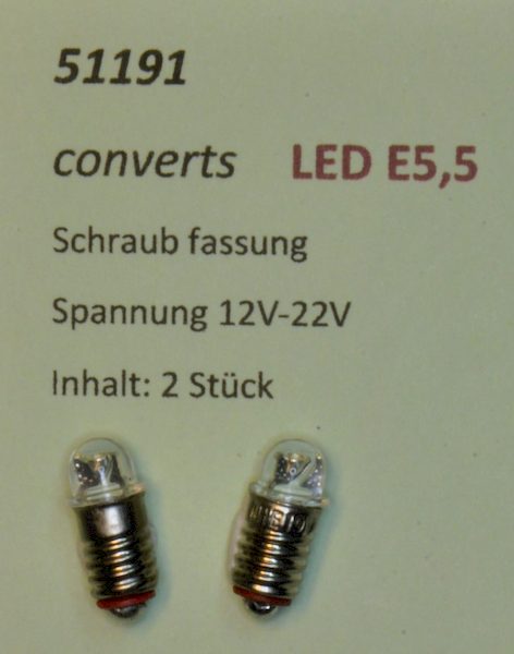 Bild von converts 51191 2 Stück LED E5,5 warmweiß | Modelleisenbahn LEDs