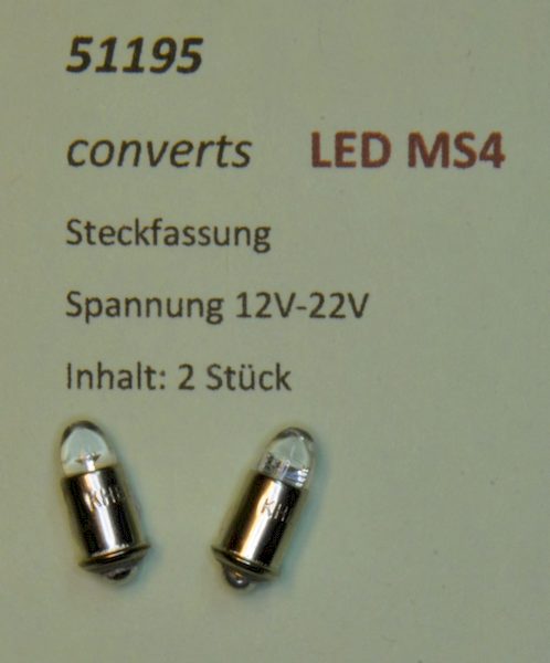 Bild von converts 51195 2 Stück LED MS4 warmweiß | Modelleisenbahn LEDs