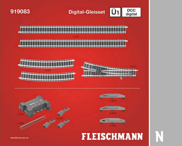 Bild von Fleischmann 919083 Digi Gleisset U1D | Gleisergänzung Spur N Sets