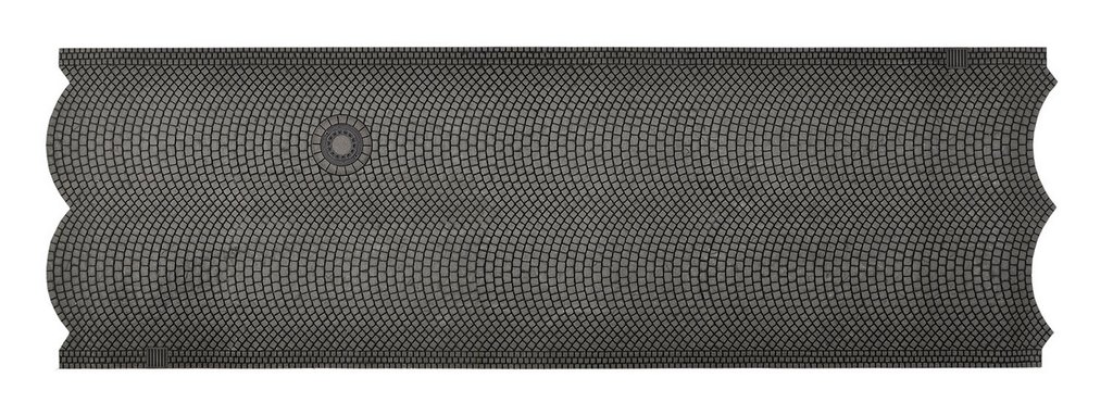 Bild von Vollmer 48841 G Straßenplatte Kopfsteinpflaster mit Gulliund Kanaldeckel aus Steinkunst, L 110 x B 34,6 cm