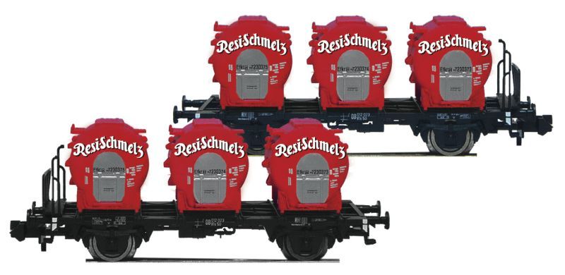 Bild von Fleischmann 823302 N Güterwagenset Behältertransportwagen Resi-Schmelz, DB | Güterwagen Spur N