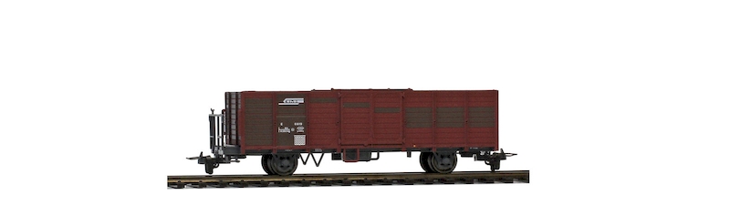 Bild von Bemo 2251129 RhB E 6619 Hochbordwagen mit Blechtafel, Bretter ausgebessert | Güterwagen Spur H0m-H0e-H0f