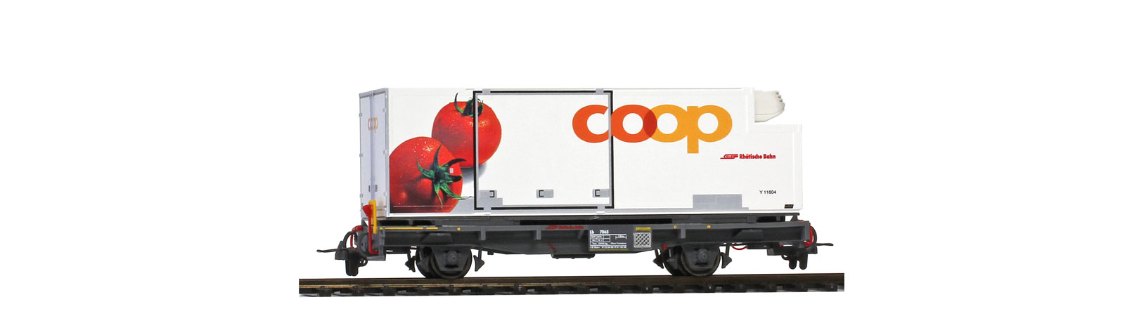 Picture of Bemo 2269120 RhB Lb-v 7881 mit Coop-Container Tomate | Güterwagen Spur H0m-H0e-H0f