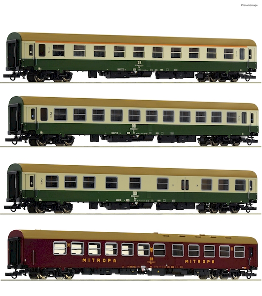 Bild von Roco 74189 H0 4-tlg. Set 2: Reisezugwagen D 375 Vindobona, DR, Epoche 4-5, DC | Personenwagen Spur H0