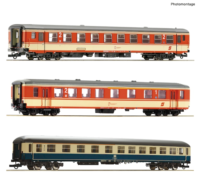 Bild von Roco 74051 H0 3-tlg. Set 1: Eilzug E 712, ÖBB, Epoche 4, DC | Zugpackungen Spur H0 analog
