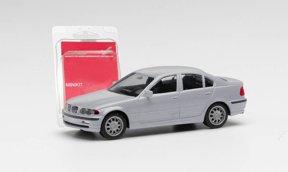 Herpa 012416-008 Minikit BMW 3er E46, silbergrau, Modellautos 1:87 Spur H0  Bausatz