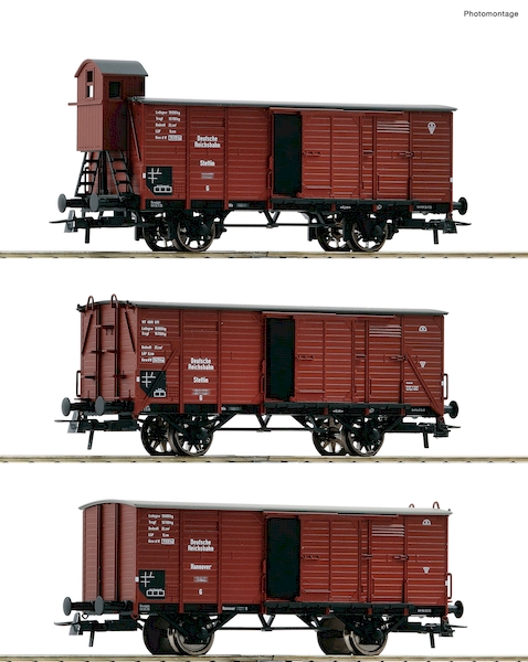 Bild von Roco 6600037 H0 3er Set gedeckter Güterwagen G02 DRG | Güterwagen Spur H0