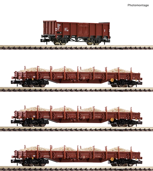 Bild von Fleischmann 6660013 N 4-teiliges Set Sandzugwagen | Güterwagen Spur N