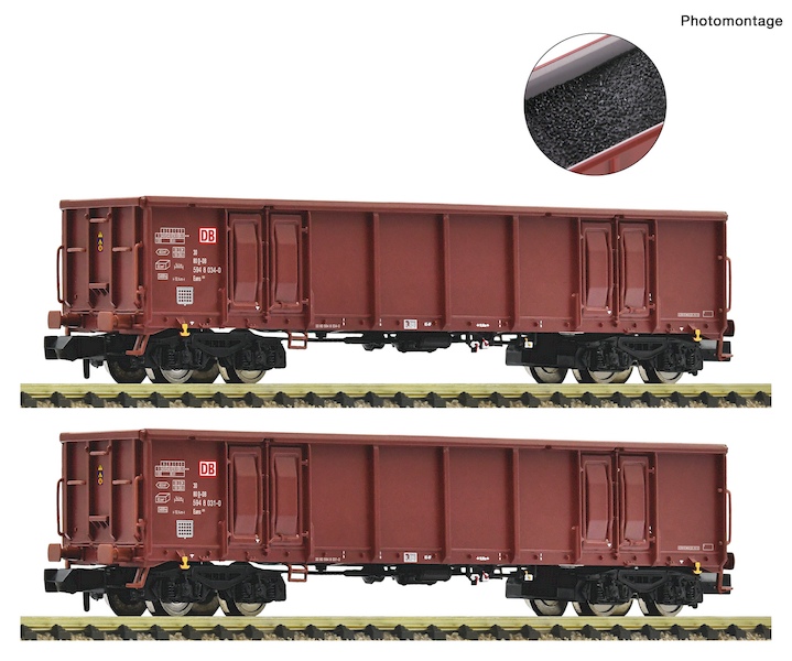 Bild von Fleischmann 830257 N 2-teiliges Set offener Güterwagen Eanos DB | Güterwagen Spur N