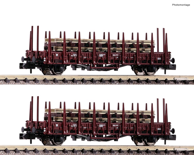 Bild von Fleischmann 825805 N 2-teiliges Set Flachwagen mit Rungen | Güterwagen Spur N