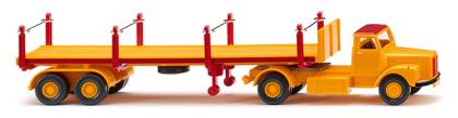 Bild von Wiking 051844 H0 Rungensattelzug Scania signalgelb-karminrot | Modellautos 1:87 Spur H0