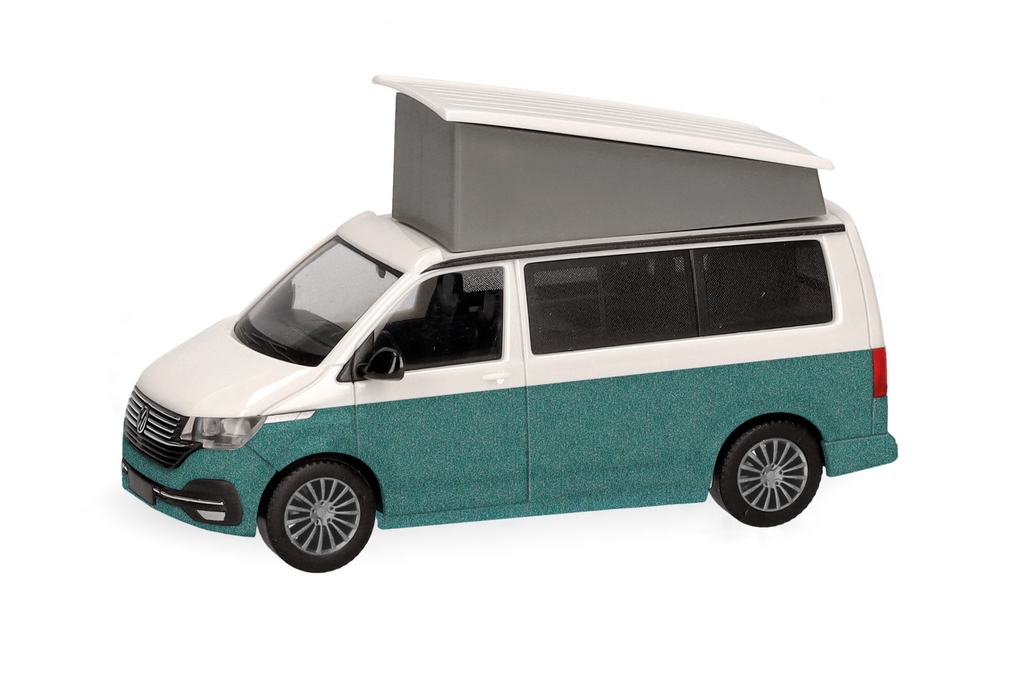Bild von Herpa 096805-004 H0 VW T6.1 California, Candy Weiß / Bay Leaf Green metallic