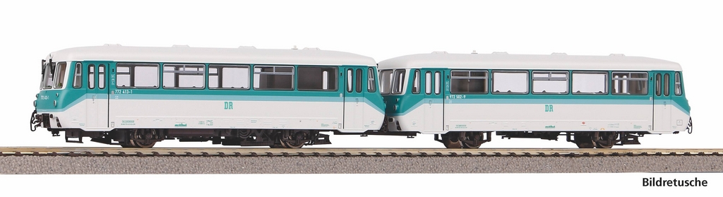 Picture of Piko 52897 H0 Dieseltriebwagen mit Sound BR 772 mit Steuerwagen Mintgrün DR IV mit PluX22 Decoder
