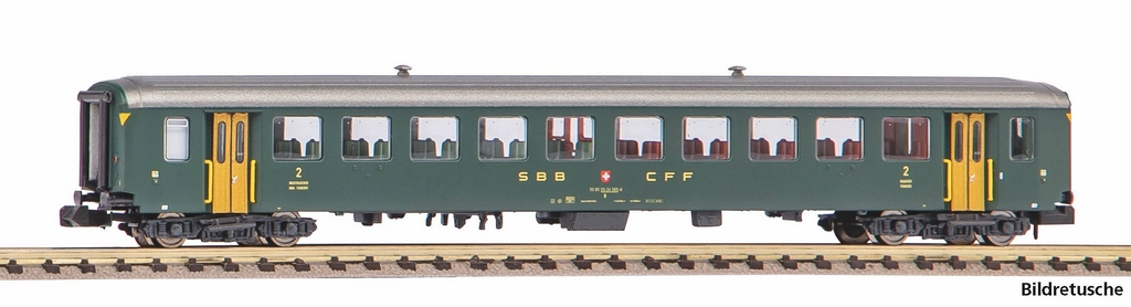 Picture of Piko 94384 N-Personenwagen EW I, 2. Kl, 50 85 20-34 565-6 grün mit alter Schrift, SBB, Ep. IV