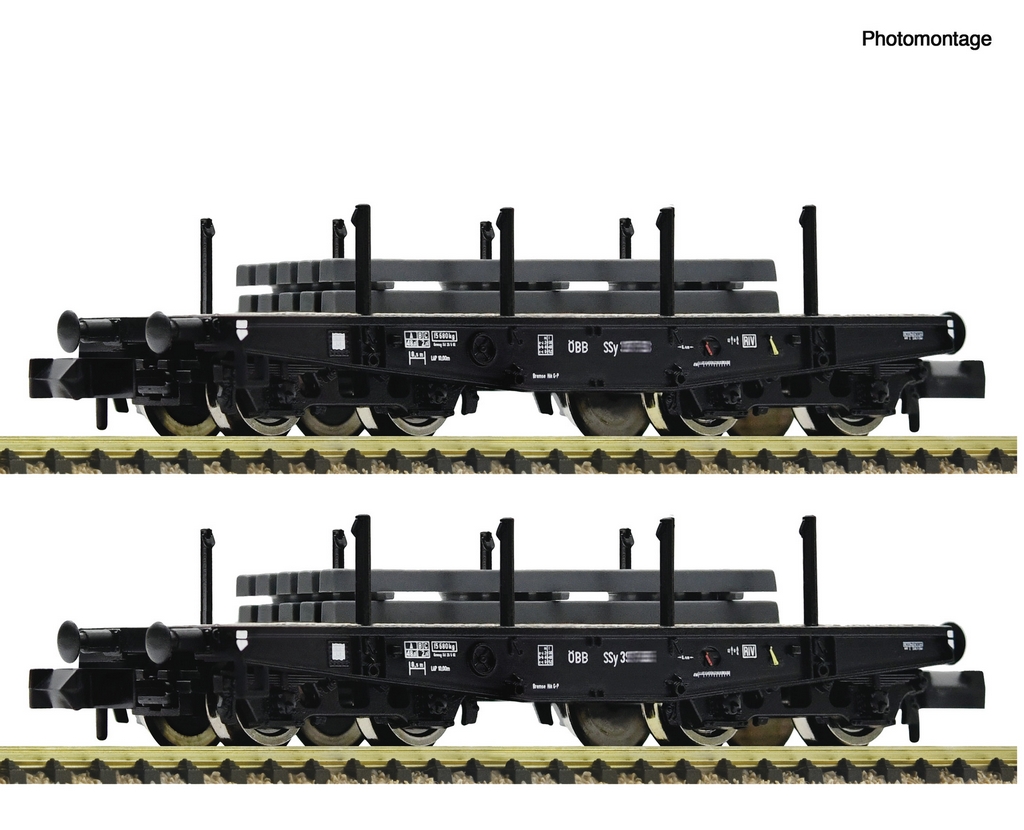 Fleischmann 6660134 N 2-teiliges Set Schwerlast-Flachwagen ÖBB