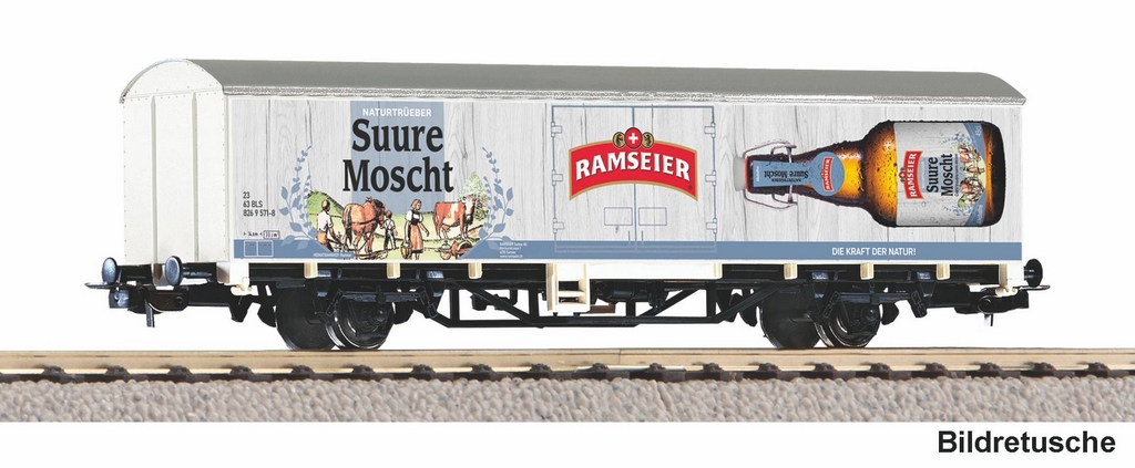 Picture of Piko 27746 H0 gedeckter Güterwagen Starke Marken Ramseier BLS VI