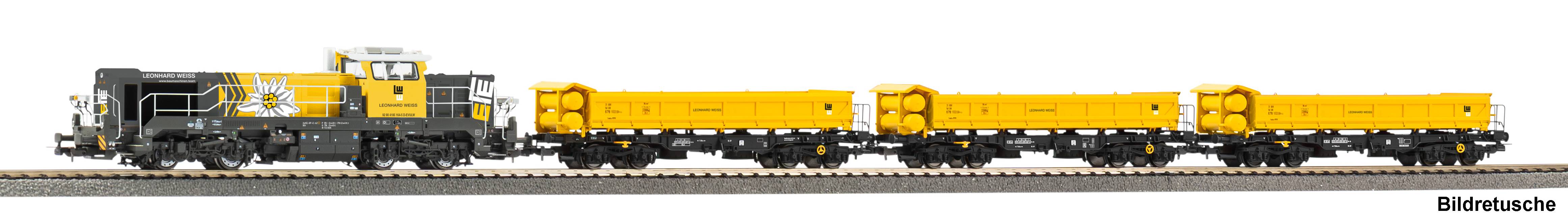 Bild von Piko 58160 H0 Zugset Diesellok DE18 Leonhard Weiss VI mit DSS PluX22 mit 3x Zweiseitenkipper Fakks127