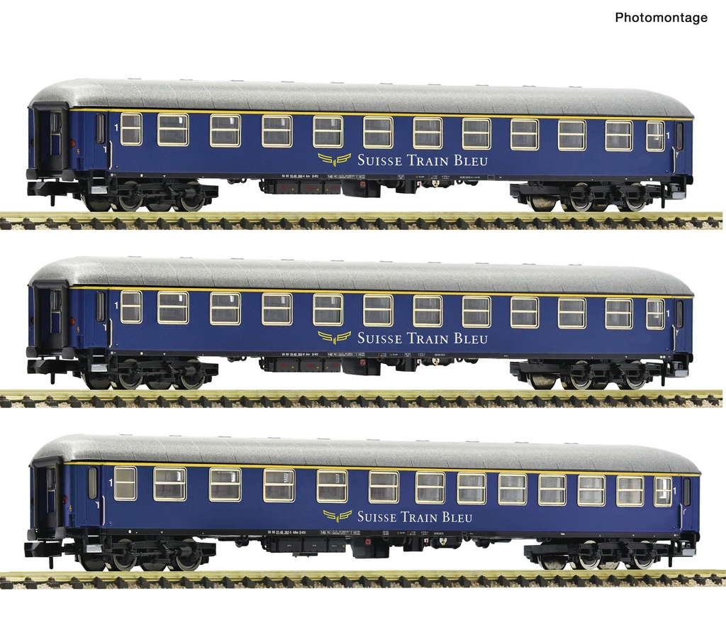 Fleischmann 6260078 N 3-teiliges Set 1 Schnellzugwagen Suisse Train Bleu