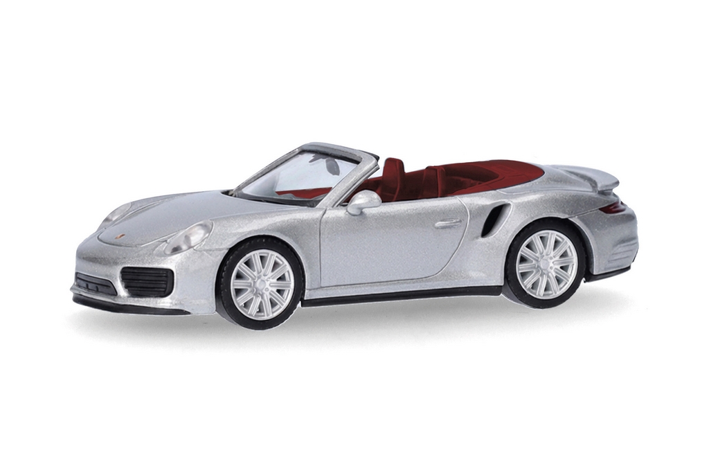 Herpa 038928-003 H0 Porsche 911 (991) Turbo Cabrio, dolomitsilber