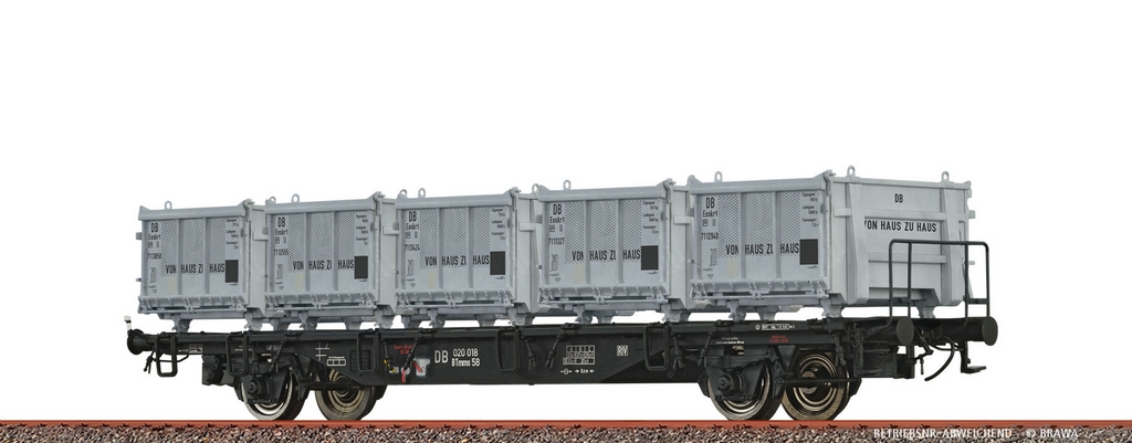 Brawa 49138 H0 Behältertragwagen Lbs589 DB, mit Eoskrt022 Von Haus zu Haus IV