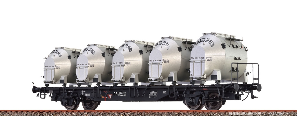 Brawa 49139 H0 Behältertragwagen BTmms58 DB, mit Efkr 401 Von Haus zu Haus III