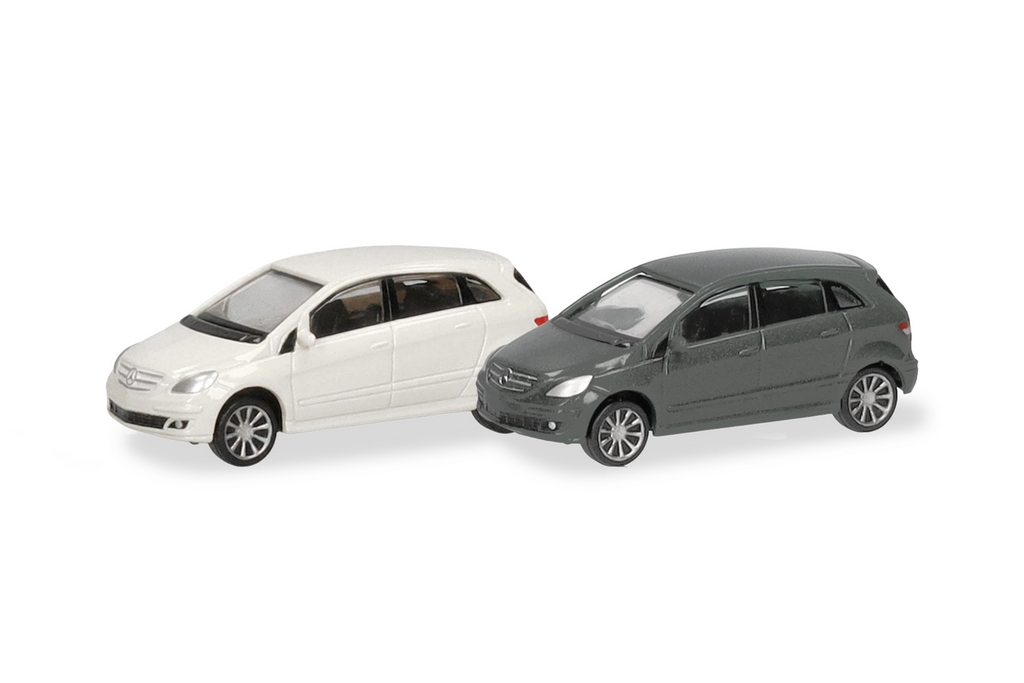 Herpa 066914 N/2er Set Mercedes-Benz B-Klasse (245), mountaingray und calcitweiß