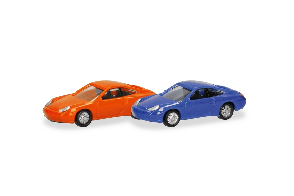 Herpa 066945 N/2er Set Porsche 911 (996), gulforange und maritimblau