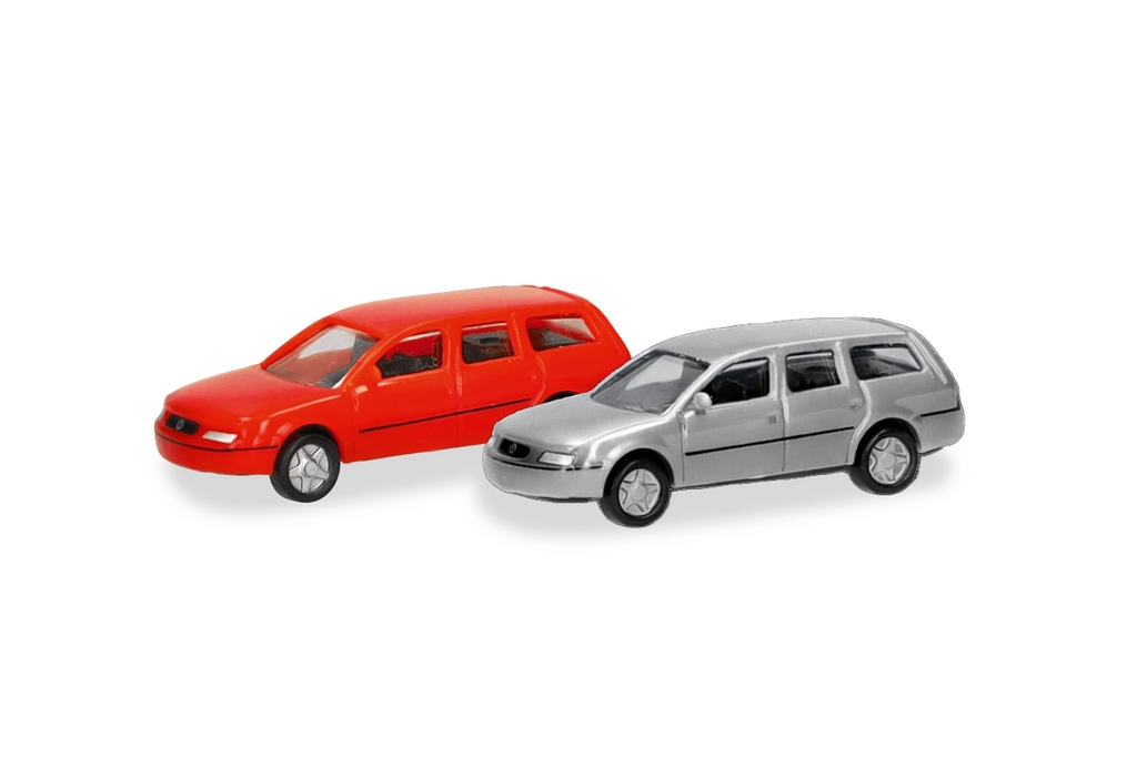 Herpa 066969 N/2er Set VW Passat Variant (B5 Typ 3B), rot und silber