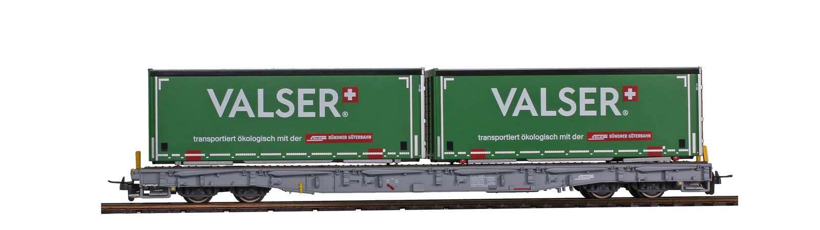 Picture of Bemo 2291174 H0m RhB R-w 8384 Tragwagen mit Wechselpritsche "Valser" | Güterwagen Spur H0m-H0e-H0f