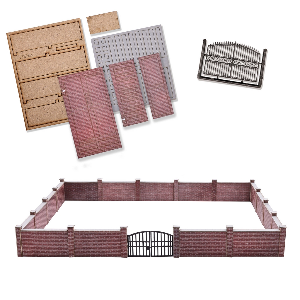 Busch 1125 Ziegelmauer mit Tor H0