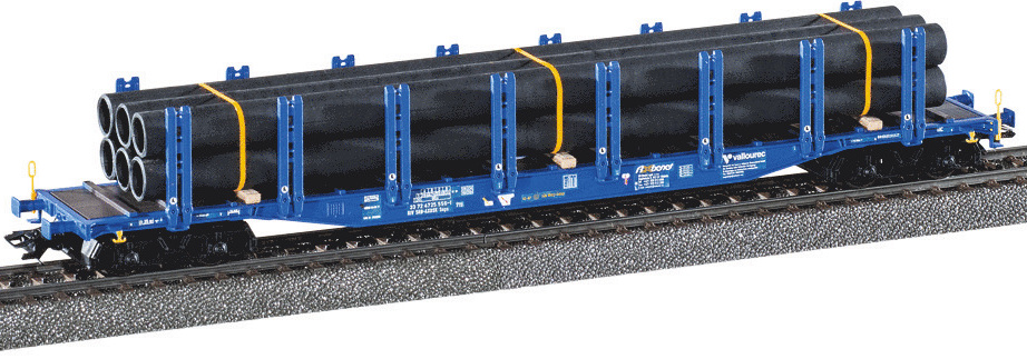 Eurotrain Märklin 47147 H0 Doppelrungenwagen Snps 719, Epoche VI mit Röhrenladegut Eurotrain Märklin 47147 H0 Doppelrungenwagen Snps 719, Epoche VI mit Röhrenladegut